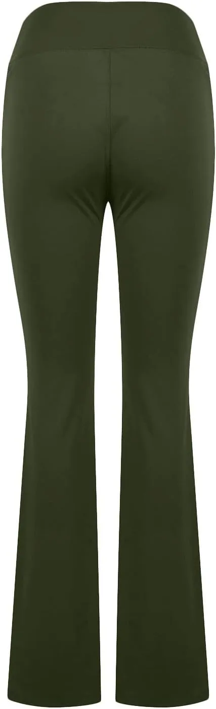 Flare Leggings for Women Tall Tummy Control V Crossover Bell Bottom Pants High Waist Bootcut Yoga Pants with Pockets