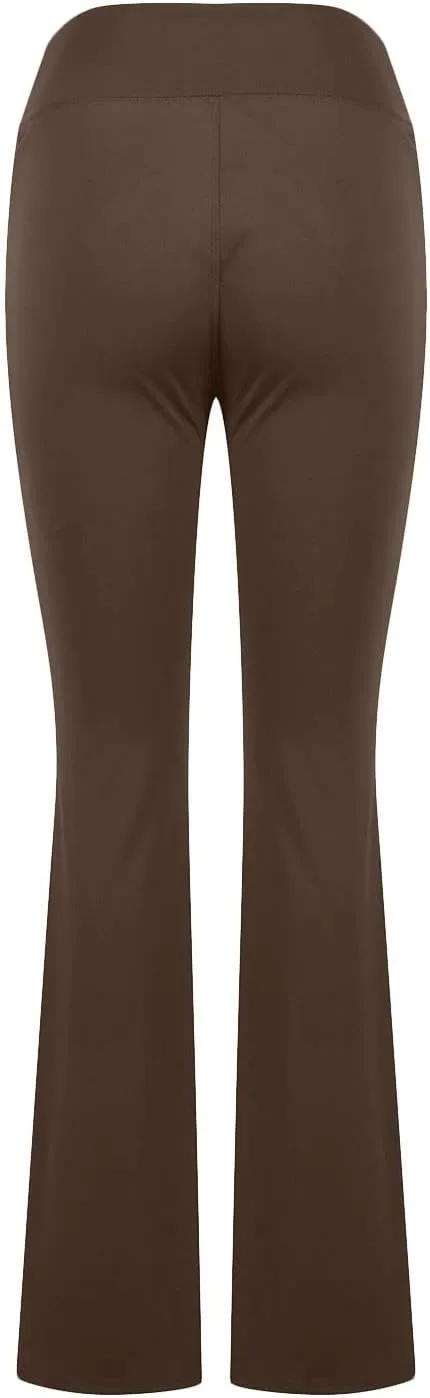 Flare Leggings for Women Tall Tummy Control V Crossover Bell Bottom Pants High Waist Bootcut Yoga Pants with Pockets