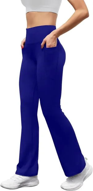 Flare Yoga Pants for Women Butt Lifting Flare Leggings Tummy Control Wide Leg Flared Yoga Sweatpants with Pockets