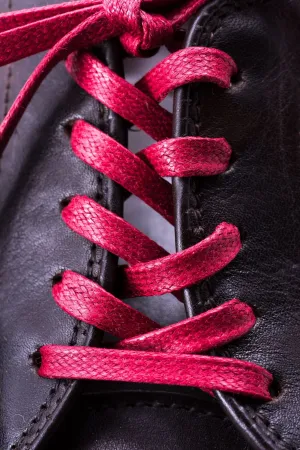 Flat Red Waxed Cotton Shoelaces