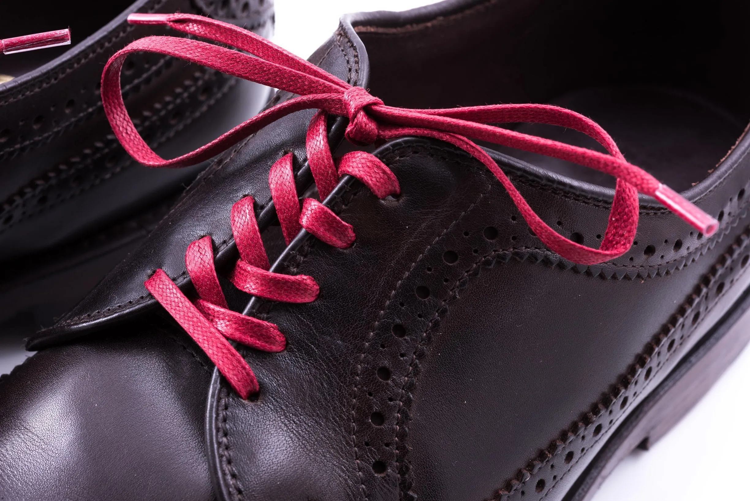 Flat Red Waxed Cotton Shoelaces