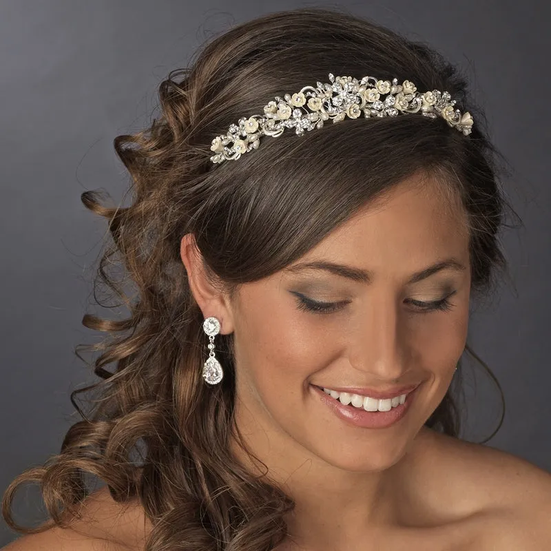 Floral Crystal Pearl Bridal Headband