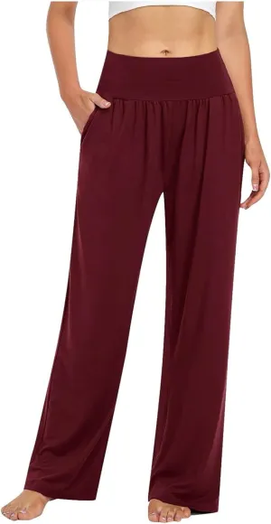 FZVYD Women's Casual Loose Wide Leg Cozy Pants Yoga Sweatpants Comfy High Waisted Sports Athletic Lounge Pants with Pockets