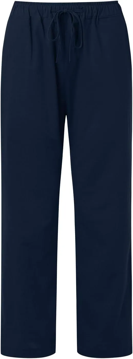 FZVYD Women's Cotton Linen Pants 2024 Summer Wide Leg Casual Loose Drawstring Low Waist Palazzo Pants Trousers with Pockets