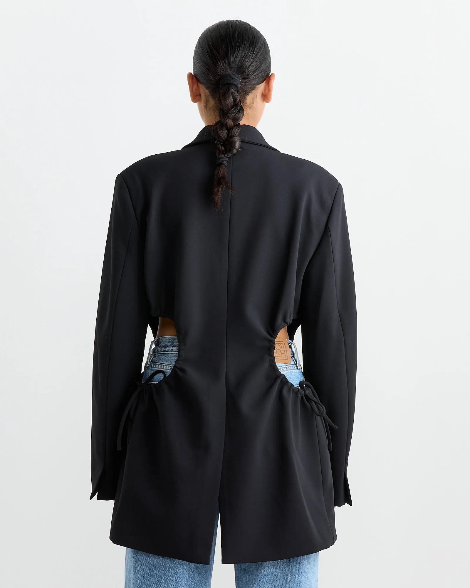Gathered Cutout Blazer in Black