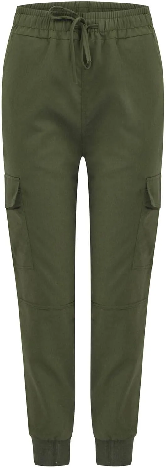 Gcvizuso Womens Cargo Joggers Pants Quick Dry Workout Pants Casual Hiking Trousers Elastic Waist Zipper Pocket Leggings