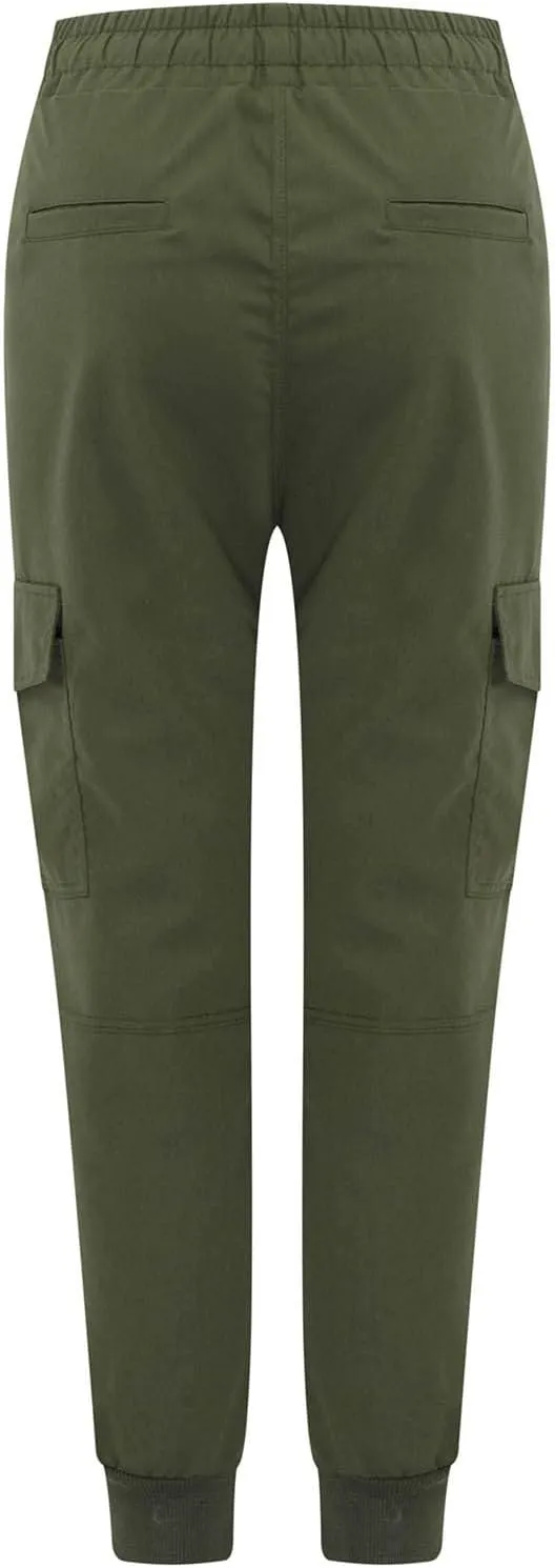 Gcvizuso Womens Cargo Joggers Pants Quick Dry Workout Pants Casual Hiking Trousers Elastic Waist Zipper Pocket Leggings