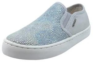 Geox Girl's Kilwi Grey and Silver Slip On Sneaker Shoe
