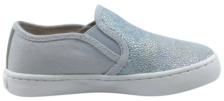 Geox Girl's Kilwi Grey and Silver Slip On Sneaker Shoe