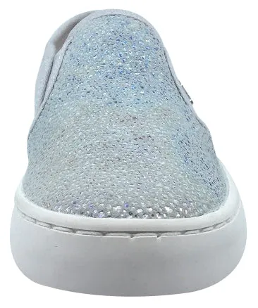 Geox Girl's Kilwi Grey and Silver Slip On Sneaker Shoe