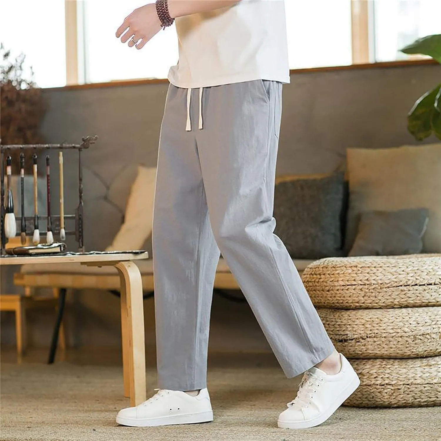GIERIDUC Casual Loose Pant for Men Men's Flat Front Relaxed Straight Pant Mens Cargo Pants Slim Fit Dress Pants for Big Guys