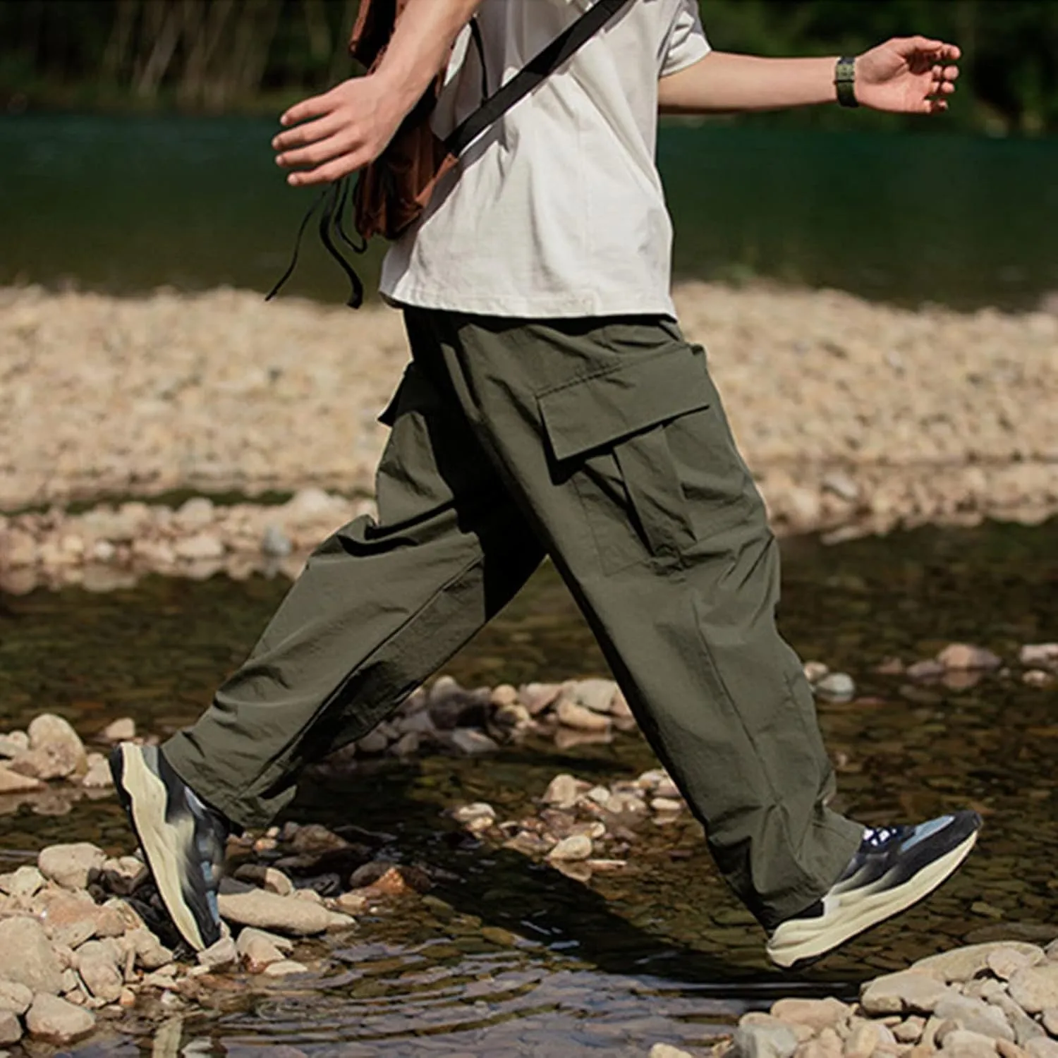 GIERIDUC Men's Casual Cargo Pants Joggers Hiking Sweatpants Chinos Track Pants Elastic Waist Work Pants with Multi-Pockets