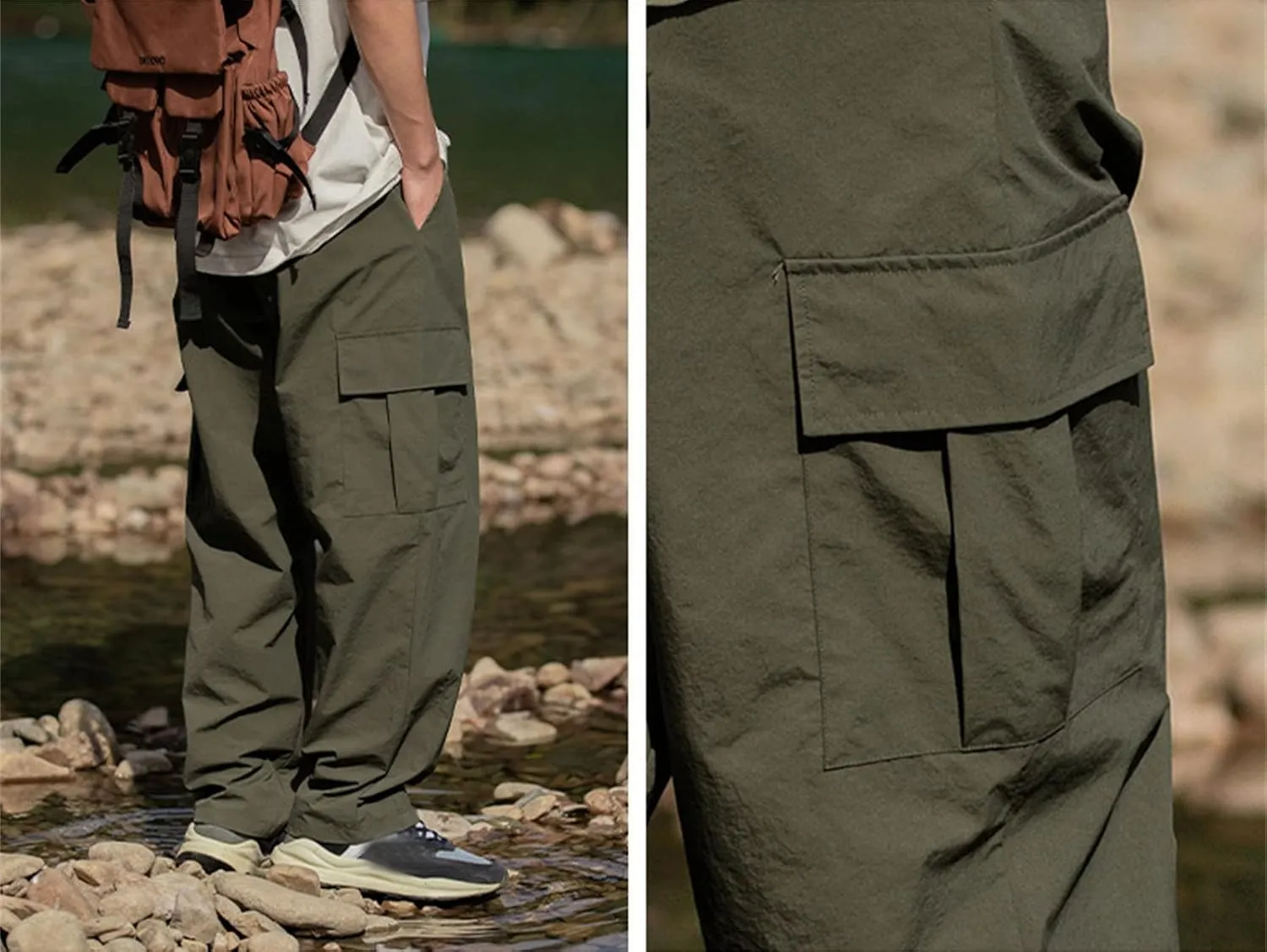 GIERIDUC Men's Casual Cargo Pants Joggers Hiking Sweatpants Chinos Track Pants Elastic Waist Work Pants with Multi-Pockets