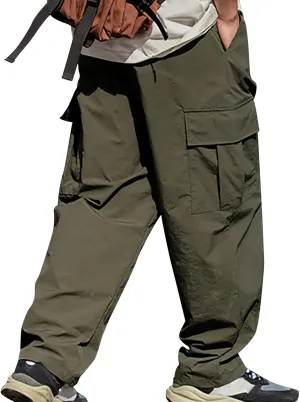 GIERIDUC Men's Casual Cargo Pants Joggers Hiking Sweatpants Chinos Track Pants Elastic Waist Work Pants with Multi-Pockets