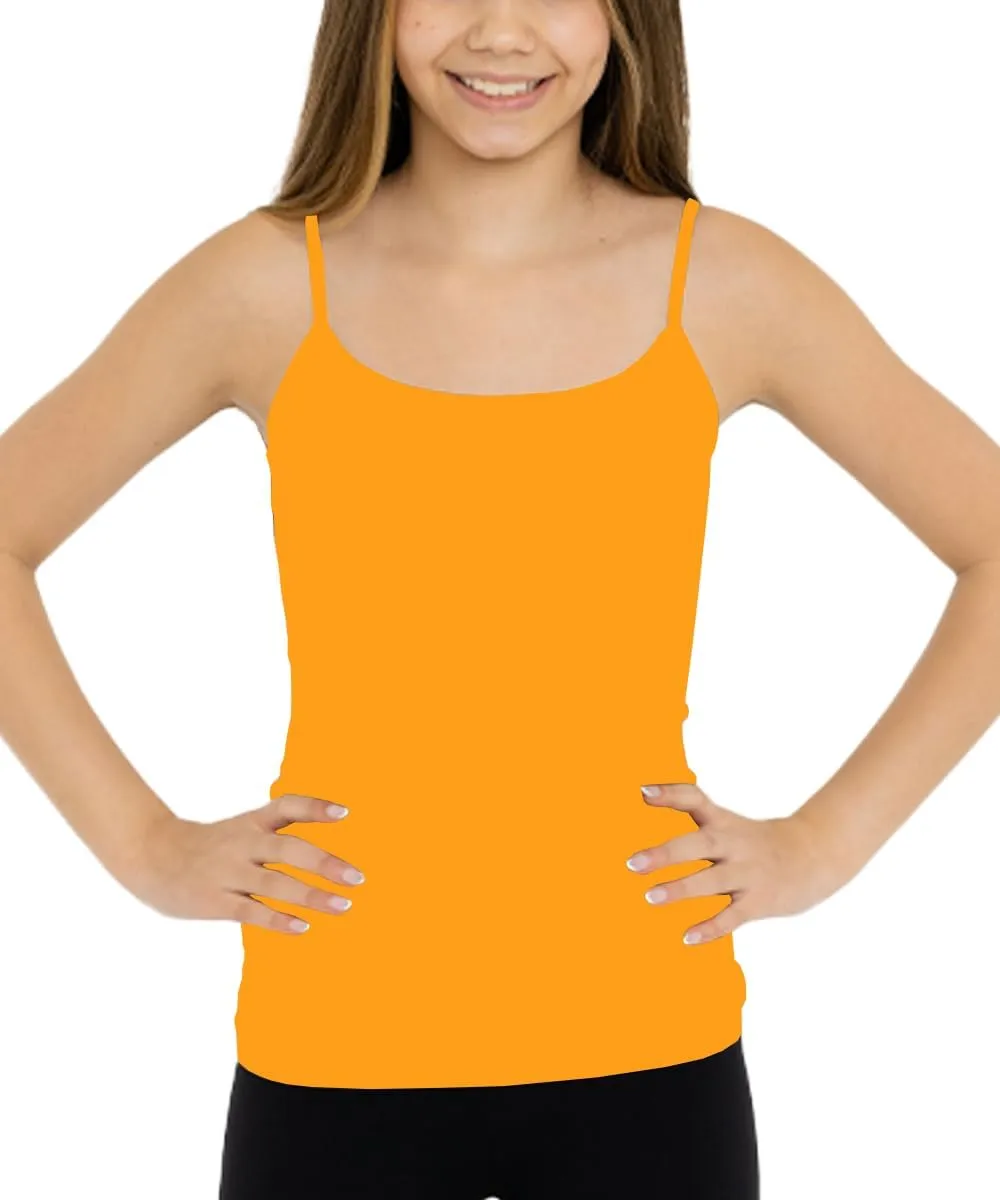 Girls Full Sleeveless Camisole Tank Tops  Stretch Undershirts Comfortable Camis (One Size Fits Ages 10-14)