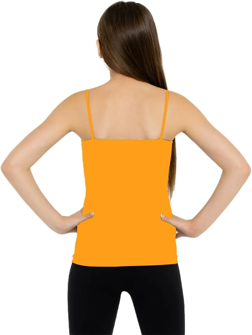 Girls Full Sleeveless Camisole Tank Tops  Stretch Undershirts Comfortable Camis (One Size Fits Ages 10-14)