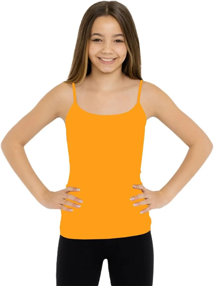 Girls Full Sleeveless Camisole Tank Tops  Stretch Undershirts Comfortable Camis (One Size Fits Ages 10-14)