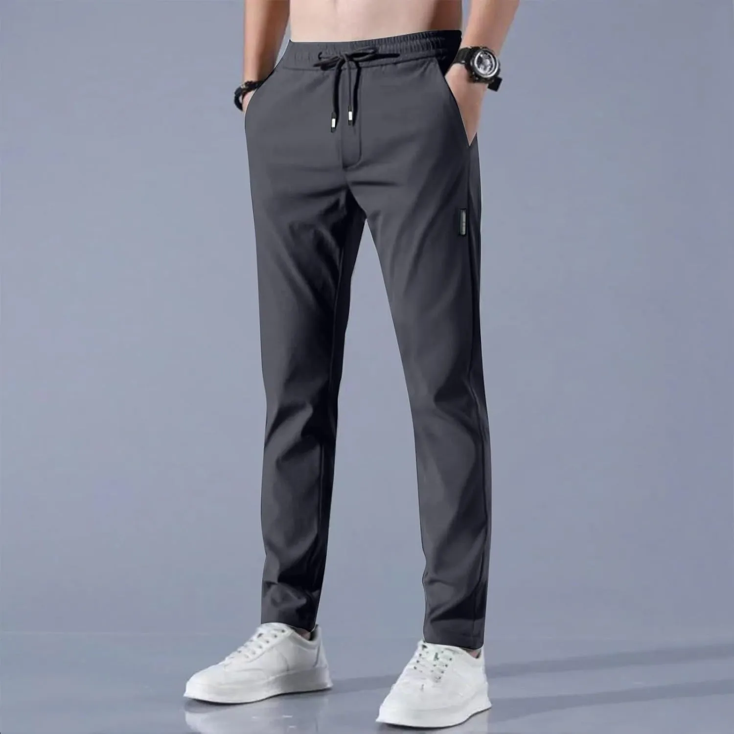 Glide Pants Men Quick Dry Breathable Pants Stretch Drawstring Lightweight Summer Active Hiking Trousers with Pockets