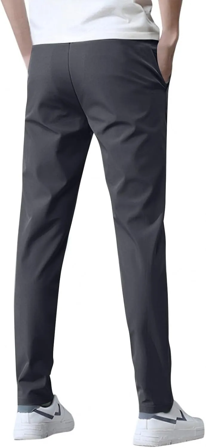 Glide Pants Men Quick Dry Breathable Pants Stretch Drawstring Lightweight Summer Active Hiking Trousers with Pockets