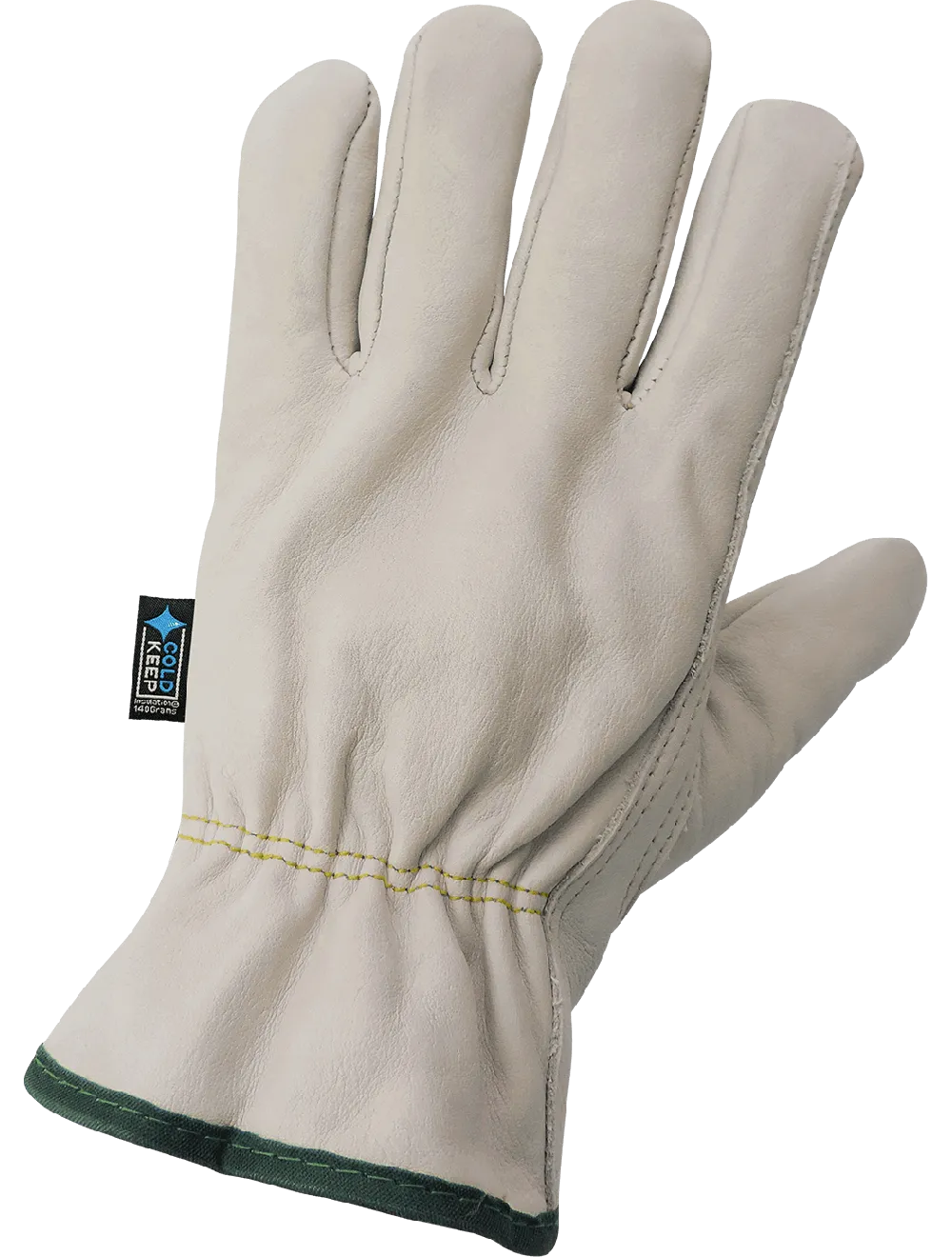 Global Glove Cowhide Leather Insulated Driver Style Retail-Tagged Gloves - Beige
