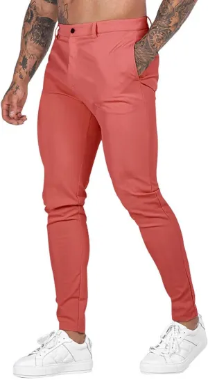 GOKKILRW Mens Golf Pants Stretch Chinos Dress Pants Quick Dry Business Work Office Lightweight Slim Fit Formal Sport Pants