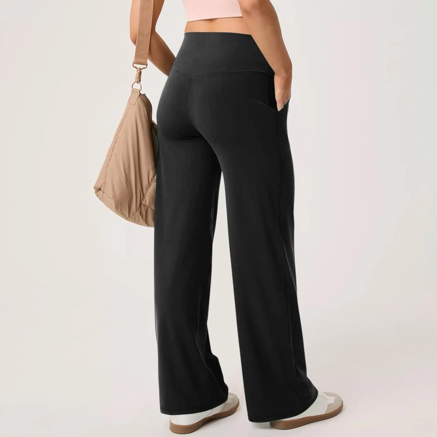 GOKKILRW Women's Yoga Pants Wide Leg Dress Work Pants Tummy Control Stretch High Waist Casual Trousers Slacks with Pockets