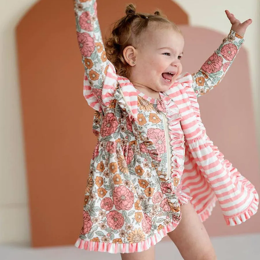 Golden Girl & Pink Stripe  Reversible Cover-Up