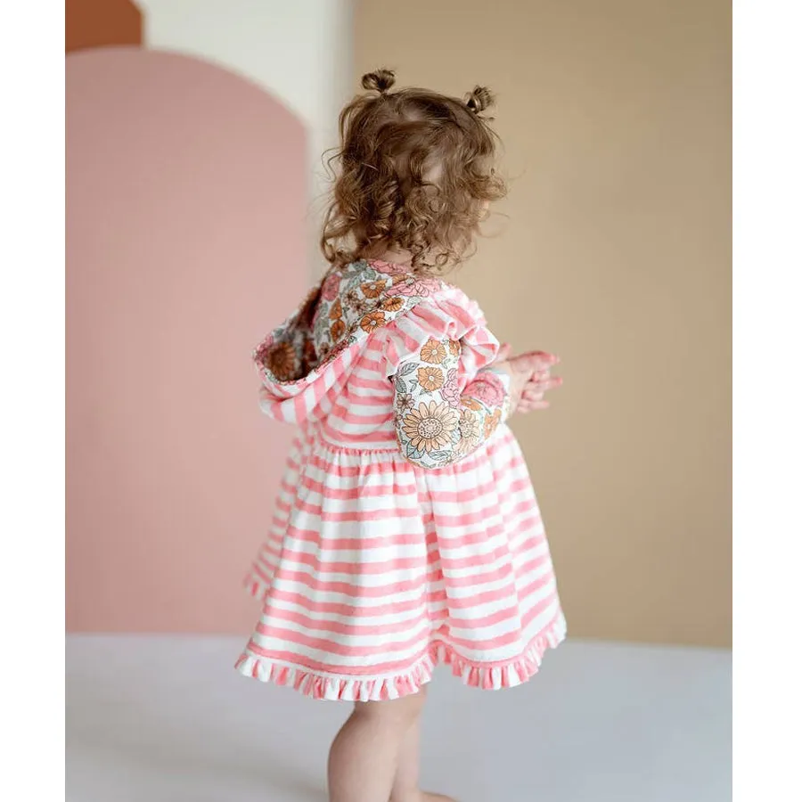 Golden Girl & Pink Stripe  Reversible Cover-Up