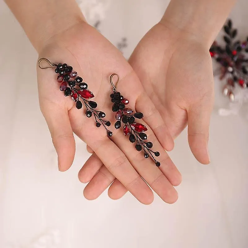 Hair Combs Hair Pin Earrings Crystal Headpieces Bridal Jewelry Hairstyle Set