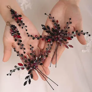 Hair Combs Hair Pin Earrings Crystal Headpieces Bridal Jewelry Hairstyle Set