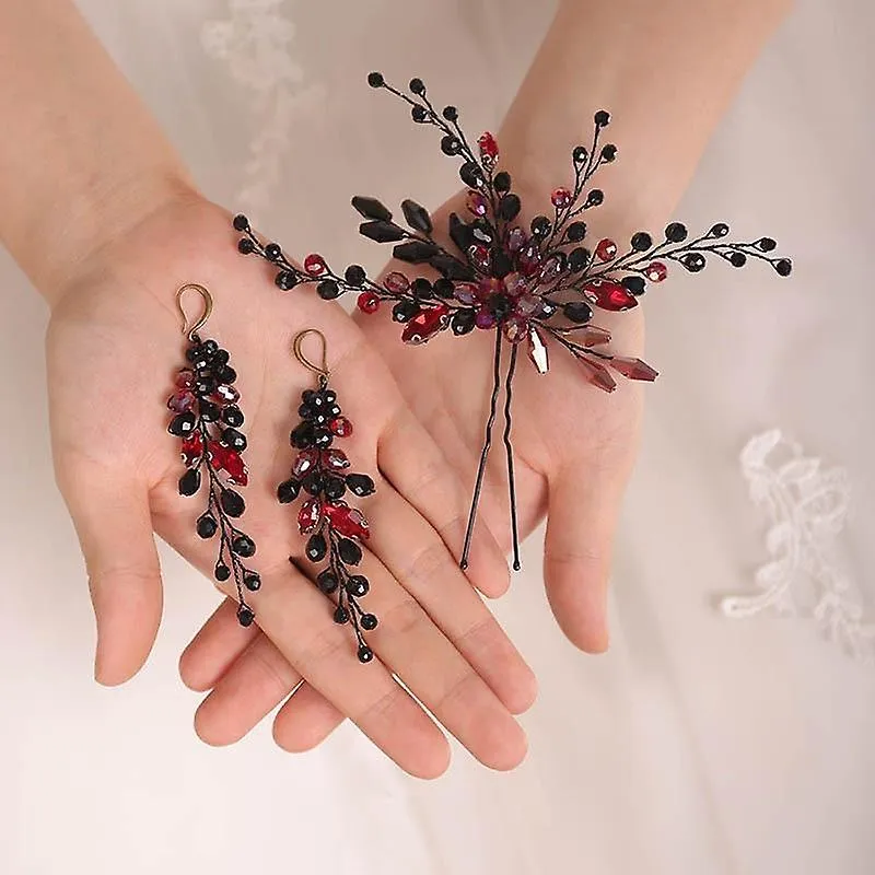 Hair Combs Hair Pin Earrings Crystal Headpieces Bridal Jewelry Hairstyle Set