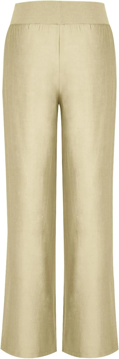 High Waist Wide Leg Straight Pants for Women Solid Color Loose Fit Sports Pants Casual Elastic Waist Trousers