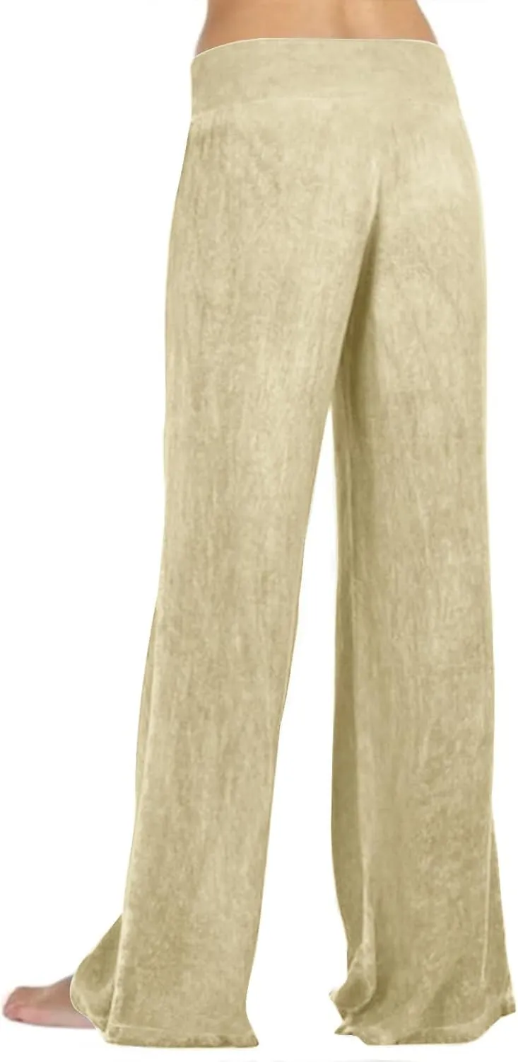 High Waist Wide Leg Straight Pants for Women Solid Color Loose Fit Sports Pants Casual Elastic Waist Trousers