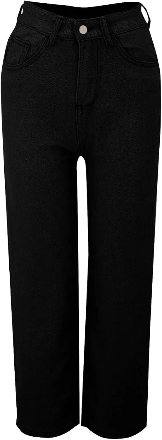 Hight Waisted Jeans for Women Trendy Casual Wide Leg Denim Sweatpants Plus Size Straight Leg Loose Fit Comfy Pants
