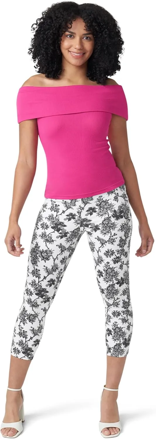 HUE Women's Ultra Soft High Waist Denim Capri Leggings