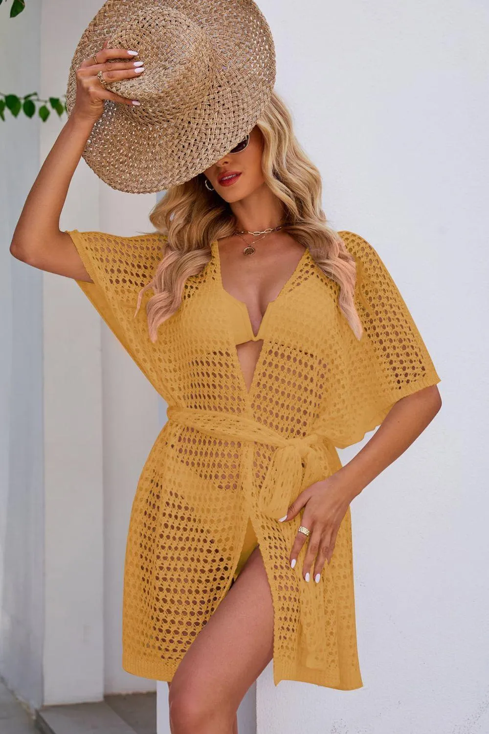 Ideal Pair Openwork Crochet Beach Cover-Up