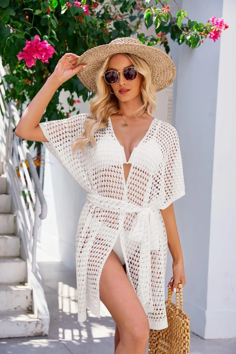 Ideal Pair Openwork Crochet Beach Cover-Up