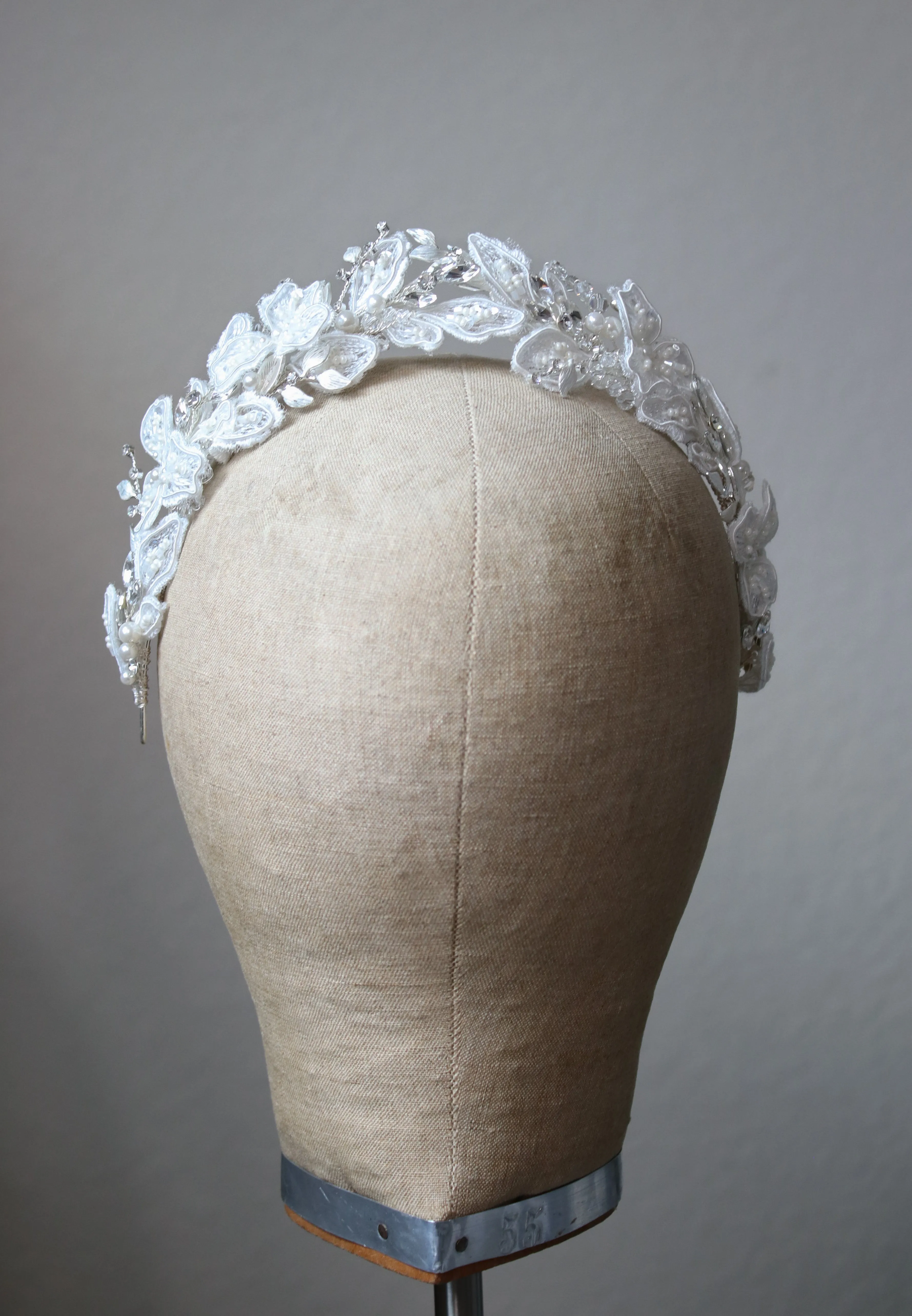 ISABELLA Lace and Crystal Floral Bridal Headpiece
