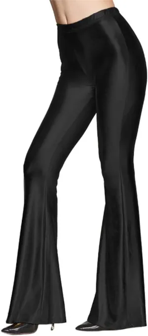 IWEMEK Women Shiny Metallic Bell Bottom Bootcut Palazzo Leggings 70s Disco Wide Leg Pants High Waist Dance Yoga Trousers