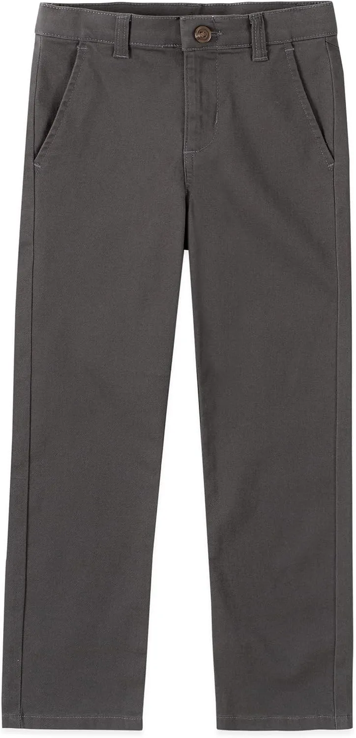 IZOD Boys' School Uniform Twill Pants, Flat Front & Comfortable Waistband with 5 Pockets