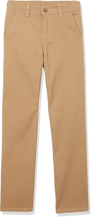 IZOD Boys' School Uniform Twill Pants, Flat Front & Comfortable Waistband with 5 Pockets