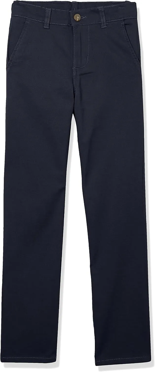 IZOD Boys' School Uniform Twill Pants, Flat Front & Comfortable Waistband with 5 Pockets