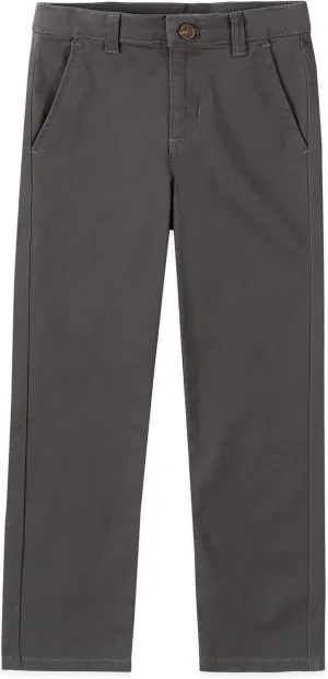 IZOD Boys' School Uniform Twill Pants, Flat Front & Comfortable Waistband with 5 Pockets