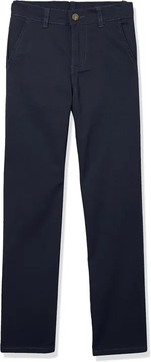 IZOD Boys' School Uniform Twill Pants, Flat Front & Comfortable Waistband with 5 Pockets