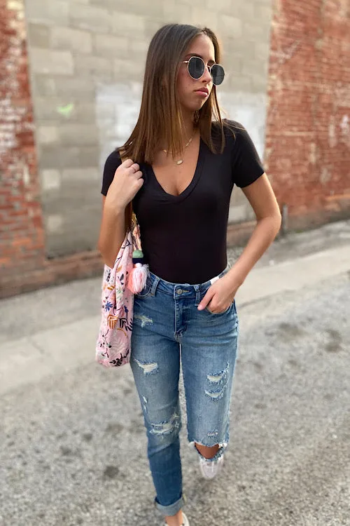 Jane - Judy Blue Destroyed Hi-Waist Cuffed Boyfriend