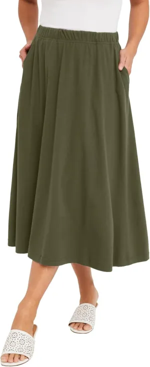 Jessica London Women's Plus Size Soft Ease Midi Skirt