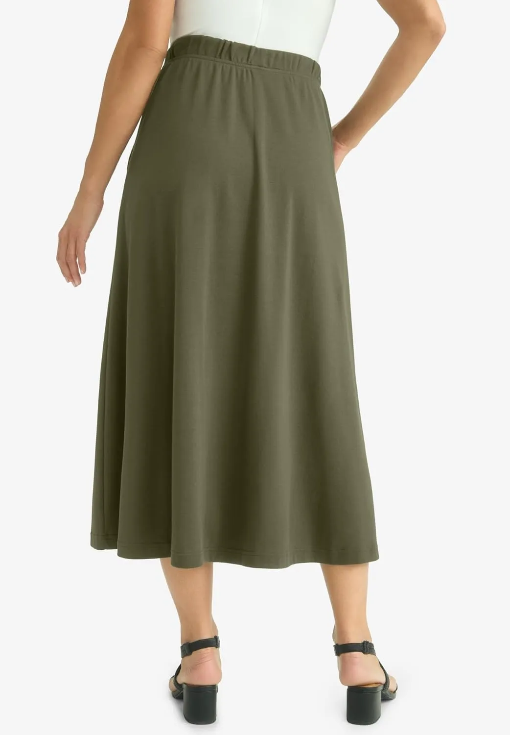 Jessica London Women's Plus Size Soft Ease Midi Skirt