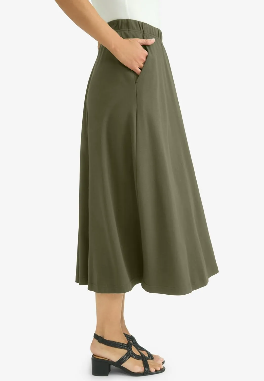Jessica London Women's Plus Size Soft Ease Midi Skirt