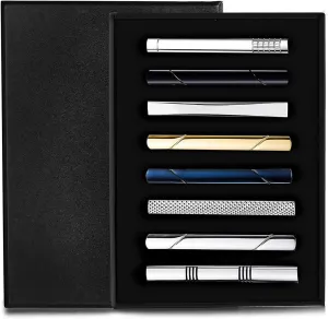 Jstyle Tie Clips for Men, Matte and Shiny Tie Clip Set with Elegant Gift Box, Classic Tie Bar Set for Regular Ties Necktie Wedding Bussiness Anniversary Tie Pin Clips