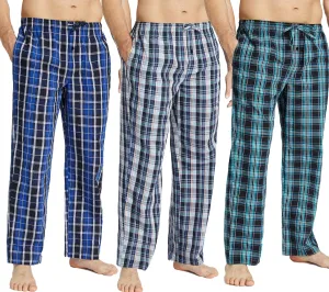 JupiterSecret Mens Pajama Pants Set Cotton Lightweight Plaid Sleep & Lounge Pants, PJ Bottoms with Pockets and Button Fly